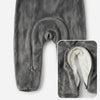 Twinkles grey polar fleece baby jumpsuit with a soft white sherpa lining and a convenient full-length zipper closure.