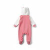 Twinkles Hello Kitty polar fleece baby jumpsuit in pink and white with a hooded design and enclosed feet