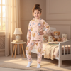 Twinkles hi bear pajama set for kids featuring a cute pink thermal design with teddy bear and rabbit patterns