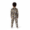 Twinkles Mickey Mouse fleece pajama set for boys featuring a grey pattern with iconic character faces and polka dots