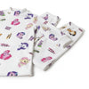 Twinkles My Little Pony fleece pajama set for girls featuring a white base with colorful pony character prints
