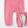 Twinkles pink polar fleece baby jumpsuit with soft white plush lining and convenient front zipper closure