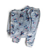 Twinkles Stitch print grey plush winter pajama set for kids with long sleeves and elastic waist pants