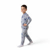 Twinkles grey long-sleeve pajama set featuring a cute Stitch character print worn by a smiling young boy