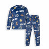 Twinkles blue fleece Tom and Jerry pajama set with long sleeves, mock-neck top, and elastic waist pants for kids.